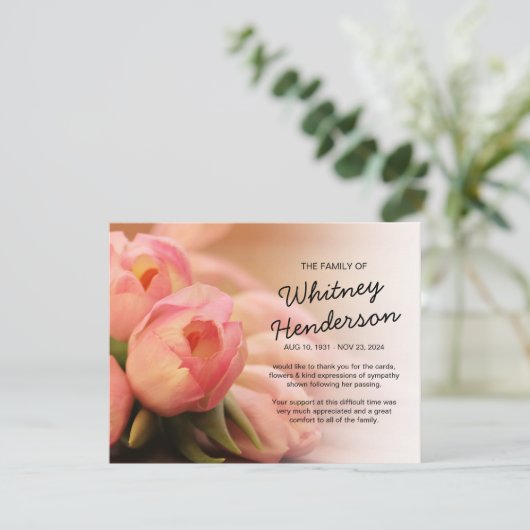 Beerdigung danke | Rosa Tulip - Blume (Stehend Vorderseite)