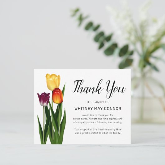 Beerdigung danke | Tulip Blume Memorial (Stehend Vorderseite)