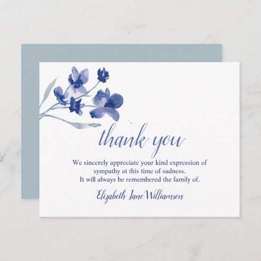 Beerdigung Dankeschön | Einfache Blumenfarbe Dankeskarte (Vorne/Hinten)