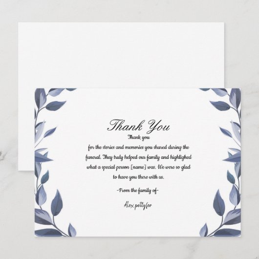 Beerdigung Dankeschön-Karte Dankeskarte (Vorne/Hinten)