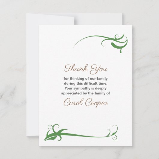 Beerdigung Dankeschön Karte mit Blumenschmuck (Vorderseite)