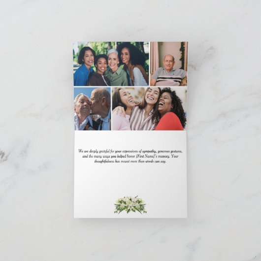 Beerdigung Dankeschön Karte - mit Dankbarkeit (Innenseite)