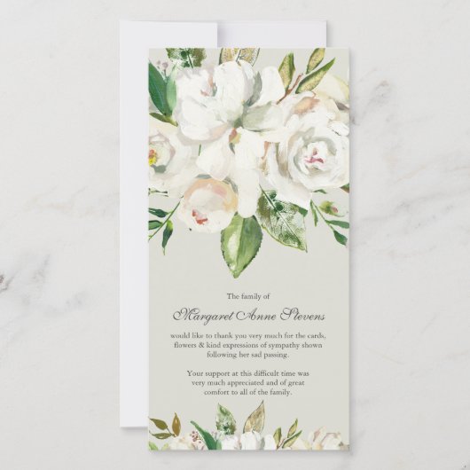 Beerdigung Dankeschön Karten | Alte Weiße Rose (Vorderseite)
