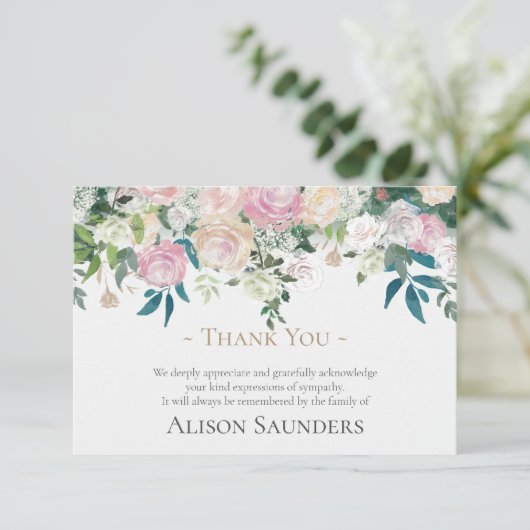 Beerdigung Dankeschön Karten | Aquarellfarbene Blu (Stehend Vorderseite)