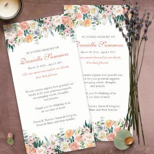 Beerdigung Dankeschön Karten   Aquarellfarbene Ros