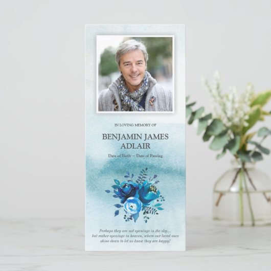 Beerdigung Dankeschön Karten | Aquarellwash & Blum (Stehend Vorderseite)