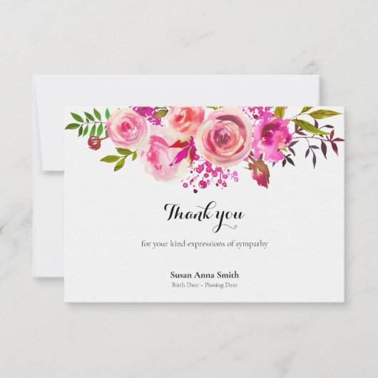 Beerdigung Dankeschön Karten | AUGUST ROSE (Vorderseite)