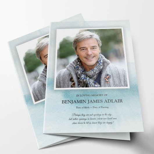 Beerdigung Dankeschön Karten | Blaue Wasserfarben