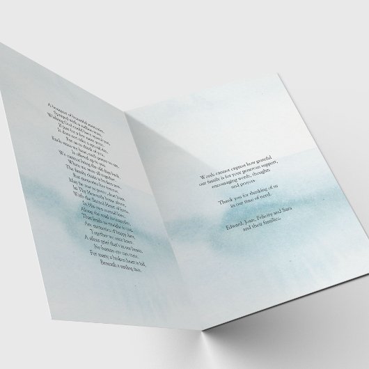 Beerdigung Dankeschön Karten | Blaue Wasserfarben