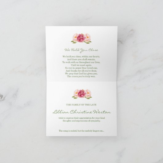 Beerdigung Dankeschön Karten | Florals 4 (Innenseite)