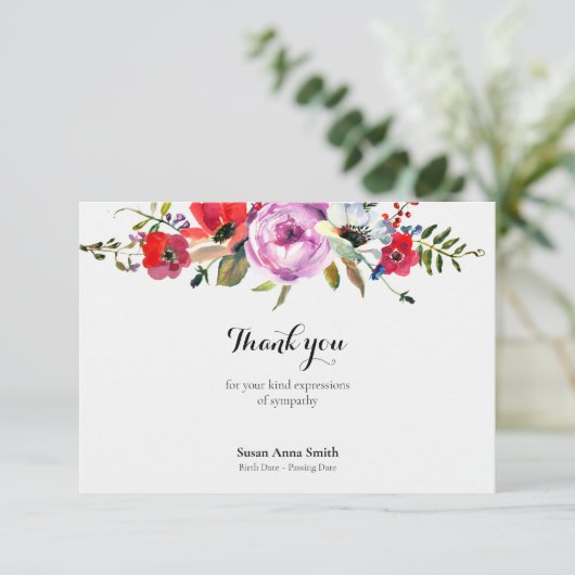 Beerdigung Dankeschön Karten | Forest Florals (Stehend Vorderseite)