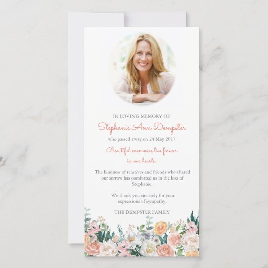 Beerdigung Dankeschön Karten | Foto für Aquarellfa (Vorderseite)