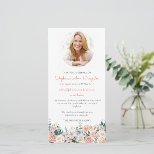 Beerdigung Dankeschön Karten | Foto für Aquarellfa (Stehend Vorderseite)