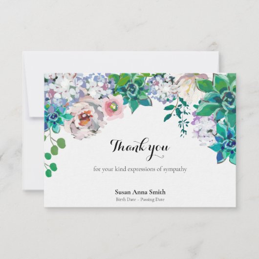 Beerdigung Dankeschön Karten | Friedlicher Garten (Vorderseite)