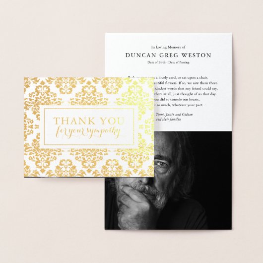 Beerdigung Dankeschön Karten | Goldenes Damaskaden (Anzeige)