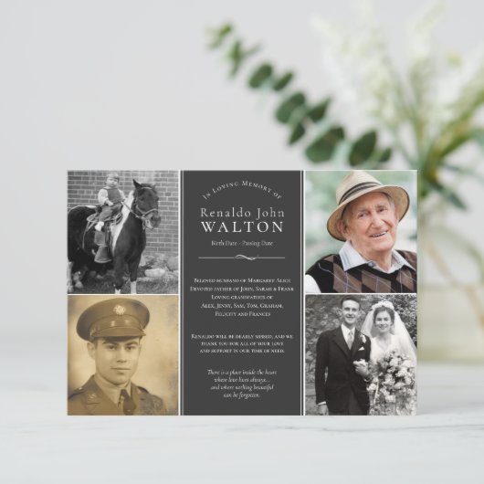 Beerdigung Dankeschön Karten | Lebensgeschichte. (Stehend Vorderseite)