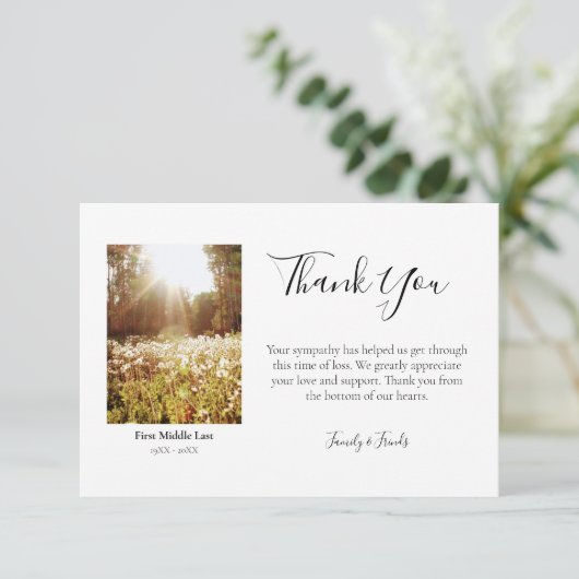 Beerdigung Dankeschön Karten mit individuellem Fot (Stehend Vorderseite)