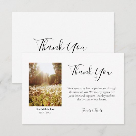 Beerdigung Dankeschön Karten mit individuellem Fot (Vorne/Hinten)