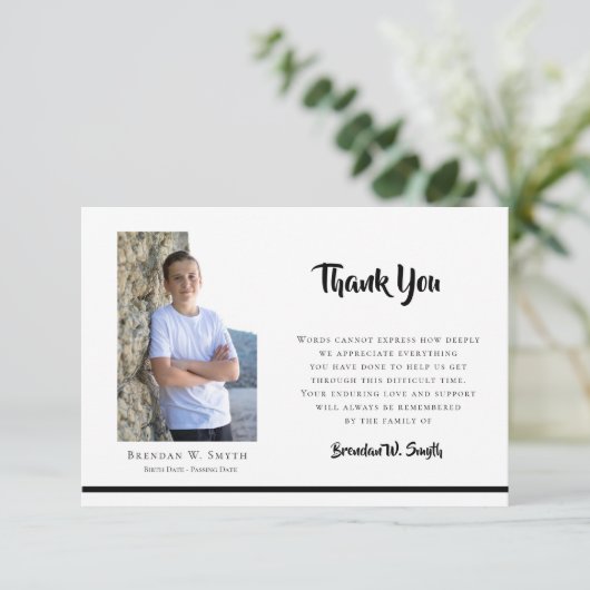 Beerdigung Dankeschön Karten | Moderner Stil (Stehend Vorderseite)