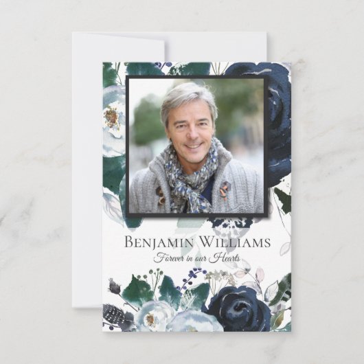 Beerdigung Dankeschön Karten | Navy Peony (Vorderseite)