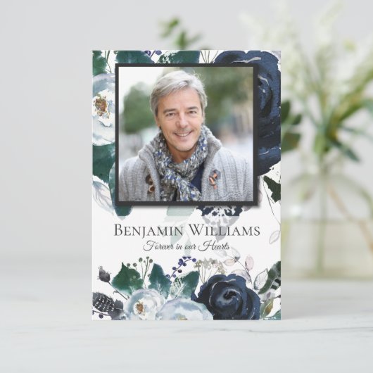 Beerdigung Dankeschön Karten | Navy Peony (Stehend Vorderseite)