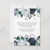 Beerdigung Dankeschön Karten | Navy Peony (Rückseite)