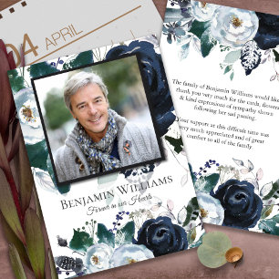 Beerdigung Dankeschön Karten Navy Peony