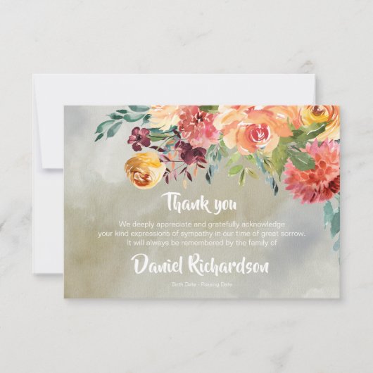 Beerdigung Dankeschön Karten | Paprika Florals (Vorderseite)