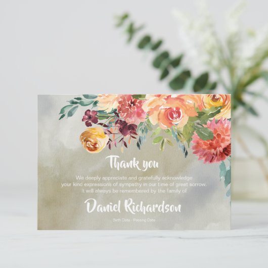 Beerdigung Dankeschön Karten | Paprika Florals (Stehend Vorderseite)