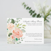 Beerdigung Dankeschön Karten | Peach Rose (Stehend Vorderseite)