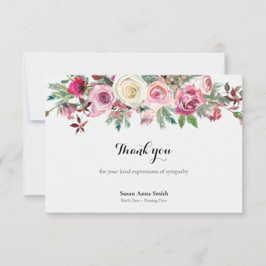 Beerdigung Dankeschön Karten | ROSE (Vorderseite)