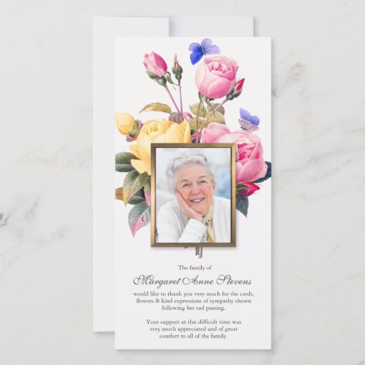 Beerdigung Dankeschön Karten | Schmetterlinge und (Vorderseite)