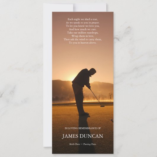 Beerdigung Dankeschön Karten | Sunset Golf (Vorderseite)