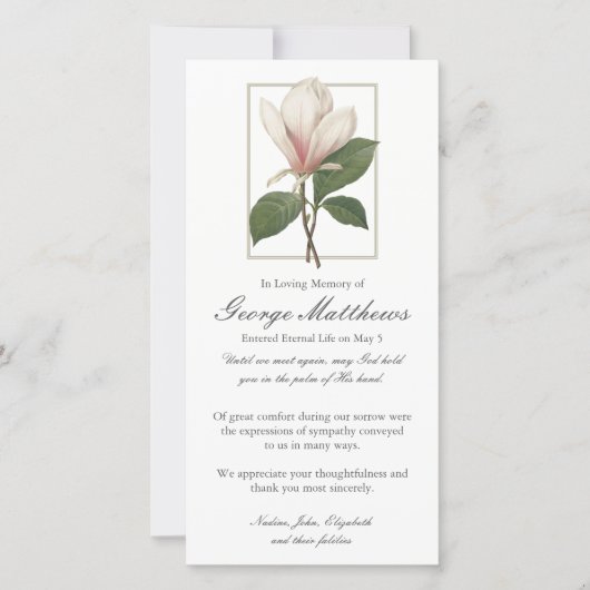 Beerdigung Dankeschön Karten | Sweet Antique Magno (Vorderseite)