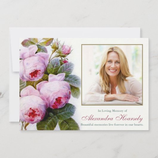 Beerdigung Dankeschön Karten | Vintag Rosa Rosen (Vorderseite)