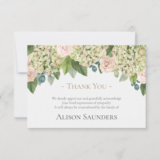 Beerdigung Dankeschön Karten | Vintage Hydrangea-R (Vorderseite)