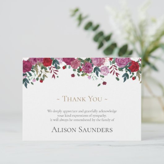 Beerdigung Dankeschön Karten | VINTAGE ROSE (Stehend Vorderseite)