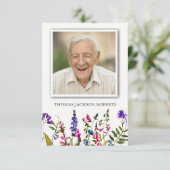 Beerdigung Dankeschön Karten | Wildblumen und Foto (Stehend Vorderseite)