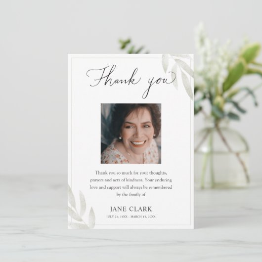 Beerdigung Dankeschön Note Card Dankeskarte (Stehend Vorderseite)