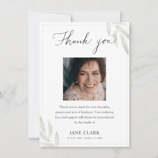 Beerdigung Dankeschön Note Card Dankeskarte (Vorderseite)