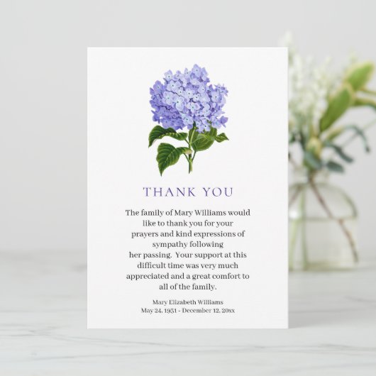 Beerdigung der Beerdigung des Blumenbeerenbeerdes Dankeskarte (Stehend Vorderseite)