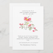 Beerdigung der Beerdigung des Blumenbeerenbeerdes Dankeskarte (Vorne/Hinten)