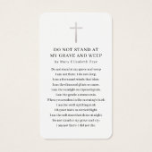 Beerdigung der Beerdigungskarte für das Foto des L (Rückseite)