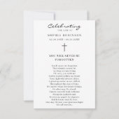 Beerdigung der Beerdigungskarte für das Foto des L Karte (Rückseite)