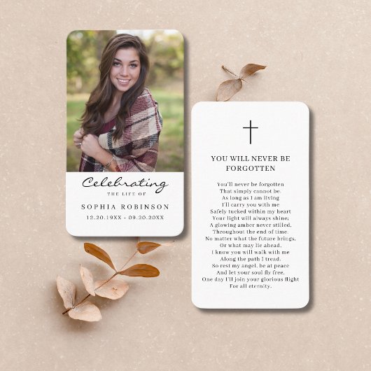 Beerdigung der Beerdigungskarte für das Foto des L Visitenkarte