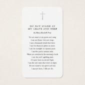 Beerdigung der Gedenkkarte für das Lebensbeerdigun (Rückseite)