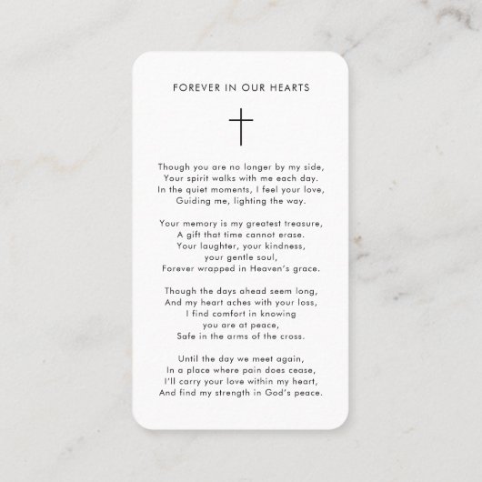 Beerdigung der Gedenkkarte für das Lebensbeerdigun Visitenkarte (Rückseite)