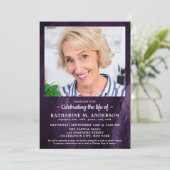 Beerdigung der Lebensbeerdigung Moderner Lila Marm Einladung (Stehend Vorderseite)