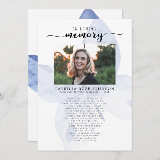 Beerdigung der Lebensbeerdigungskarte Ankündigung (Vorne/Hinten)