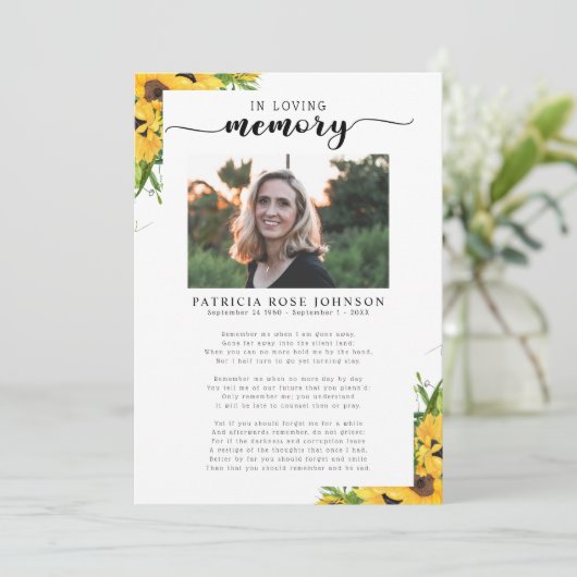 Beerdigung der Lebensbeerdigungskarte Ankündigung (Stehend Vorderseite)